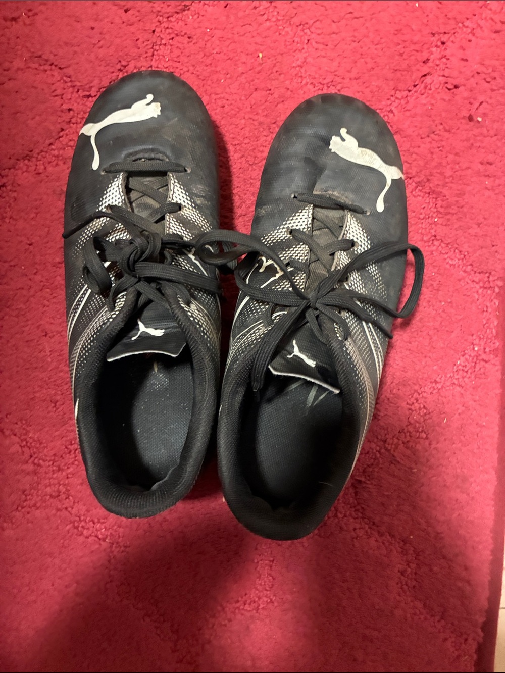 Puma kids Black and White Athletic Soccer/Training Shoes